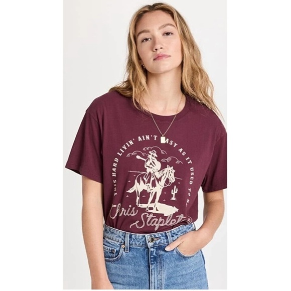 DAYDREAMER CHRIS STAPLETON BOYFRIEND TEE IN HUCKLEBERRY - Picture 1 of 13